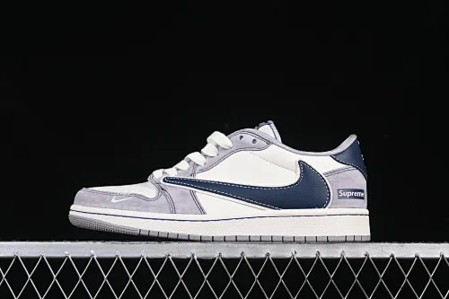 All categories Air Jordan Jordan series basketball shoes Air Jordan 1 Low High-end customized low-top sneakers Travis Scott x Fragment Design x Air Jordan 1 Low OG SP AJ1 Joe 1 Supreme joint beige dark blue hook low-top cultural casual sneakers DM9288-006